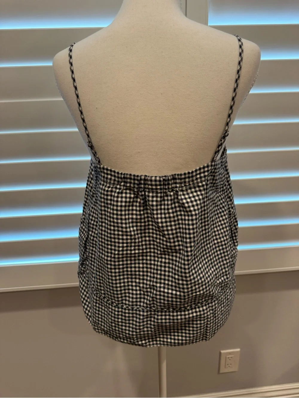 J. Crew Navy & White Gingham Spaghetti-Strap Camisole